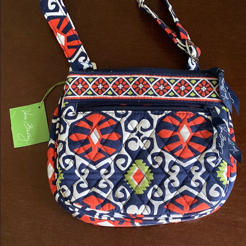 Vera Bradley Blue and Red Crossbody Bag with Quilted Fabric